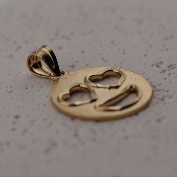 14k Solid Yellow Gold Emoji Love Pendant | Emoji Love charm | Birthday Gift | - Picture 4 of 8